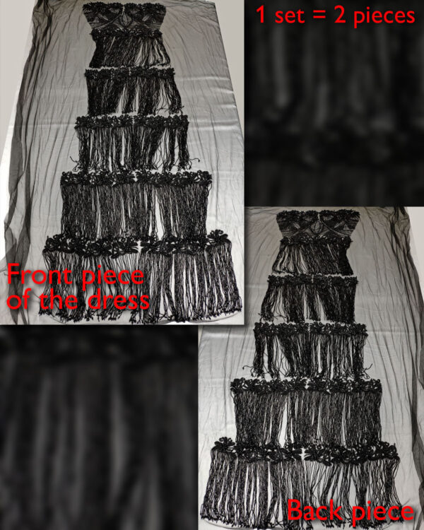 Black haute couture fringe lace #70159