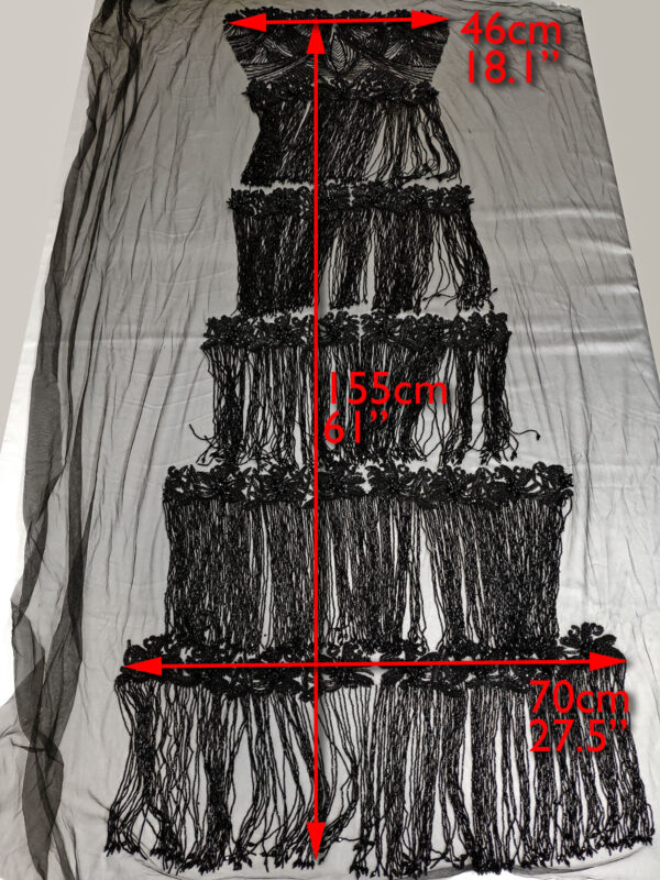Black haute couture fringe lace #70159