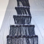 Navy blue haute couture fringe lace and 3d flower - Image 12