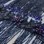 Navy blue haute couture fringe lace and 3d flower - Image 2