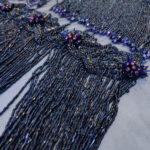 Navy blue haute couture fringe lace and 3d flower - Image 3