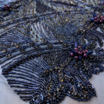 Navy blue haute couture fringe lace and 3d flower - Image 5