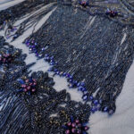 Navy blue haute couture fringe lace and 3d flower - Image 6