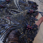 Navy blue haute couture fringe lace and 3d flower - Image 7