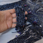 Navy blue haute couture fringe lace and 3d flower - Image 8