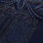Navy blue haute couture fringe lace and 3d flower - Image 9