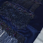 Navy blue haute couture fringe lace and 3d flower - Image 10
