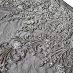 Silver bordered floral couture lace - Image 4