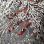 Silver bordered floral couture lace - Image 3
