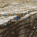 Gold and Turquoise embroidery couture lace - Image 7