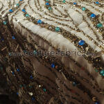 Gold and Turquoise embroidery couture lace - Image 6
