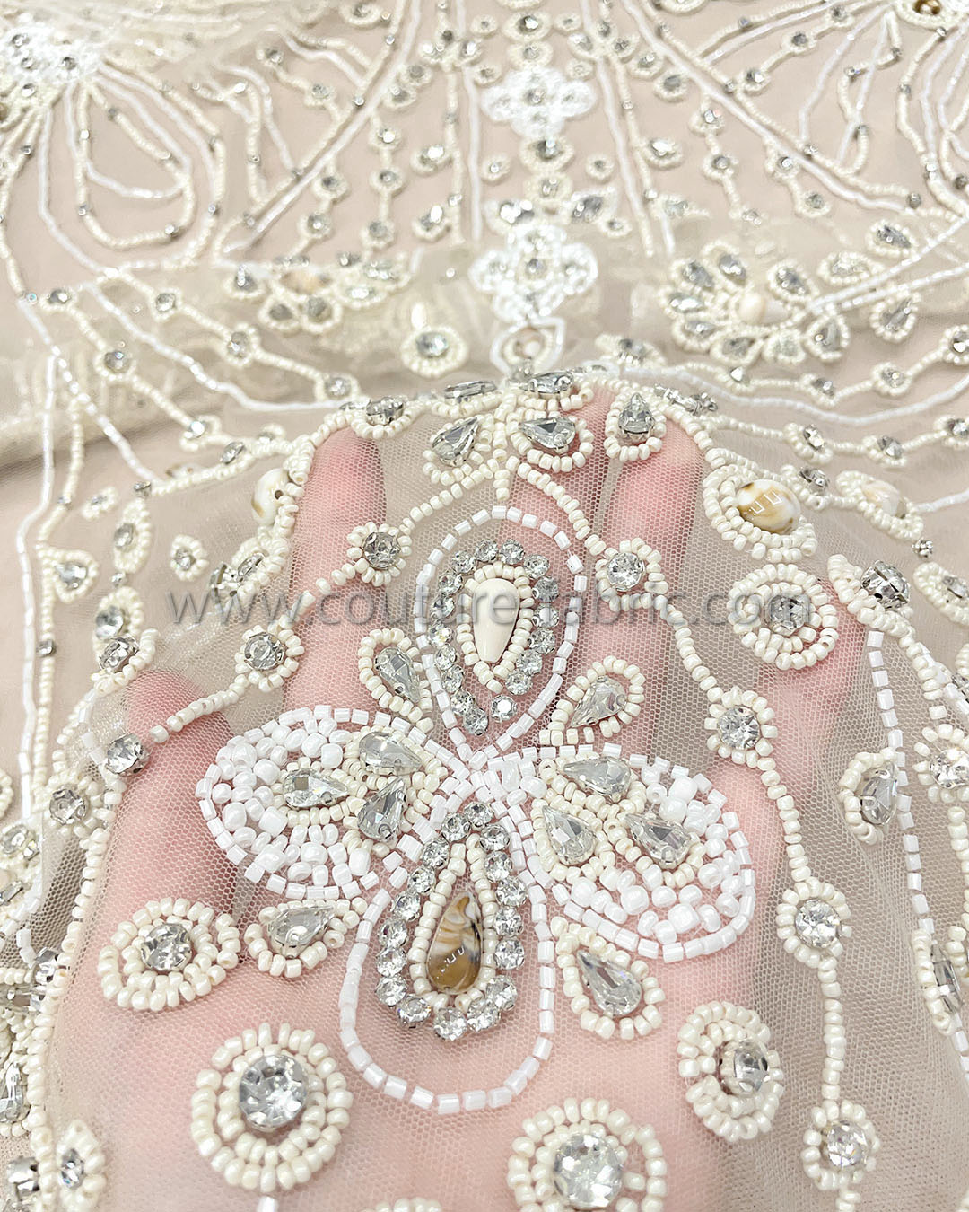 Skin color embroidery couture lace
